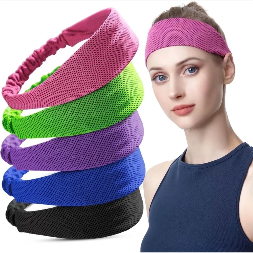 5PCS Cooling Headbands Stretchy Moisture-Wicking Sports Sweatbands 5 Colors s23